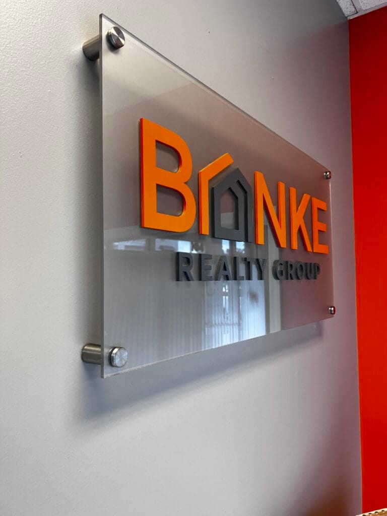 3d acrylic stand off sign with raised acrylic letters and frosted backing (3)