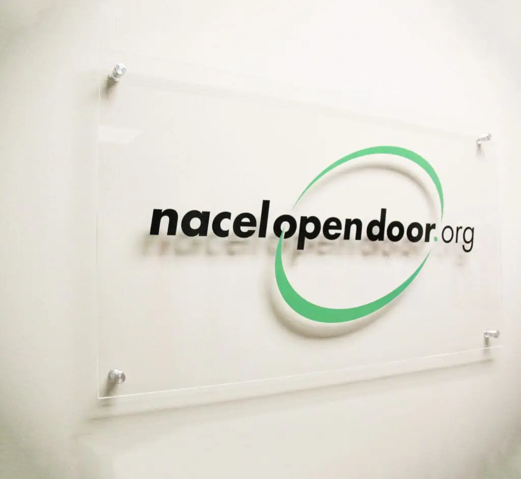 Stand-Off Signs 1 Nacel Open Door Acrylic Stand Off Sign