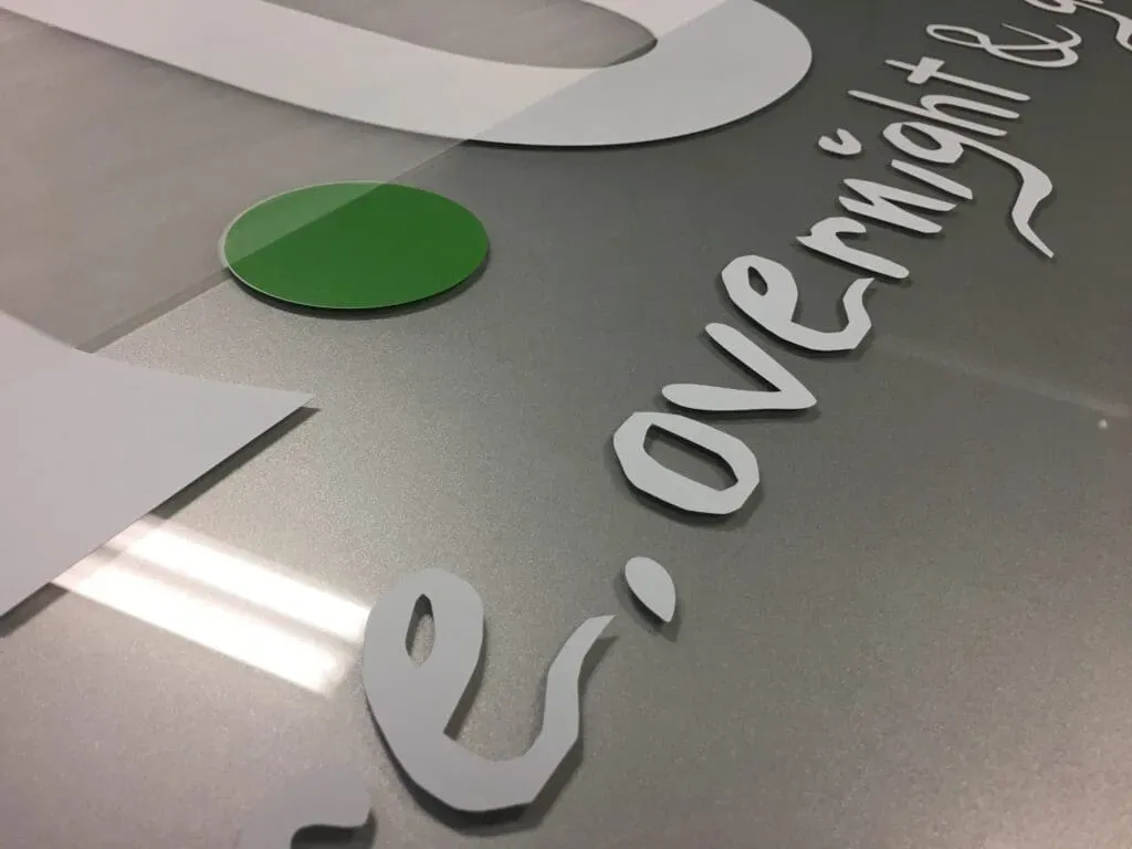 HDU Signs 1 overnight stand off acrylic sign